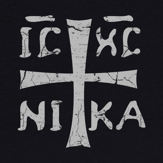 IC XC NIKA Greek Christigram  (meaning Jesus Christ Conquers) light grey text by Selah Shop